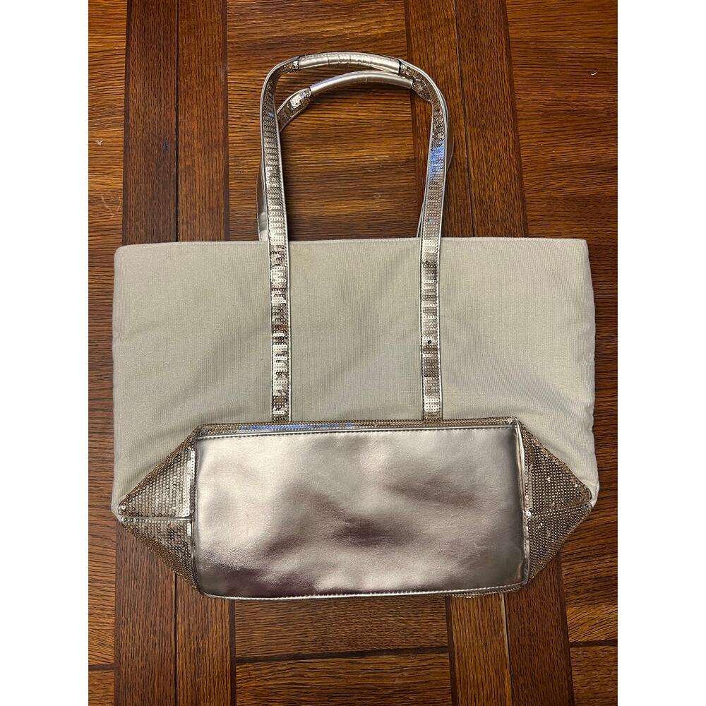 VS Victoria’s Secret Large Silver Sequin Canvas Tote Bag - Picture 8 of 13